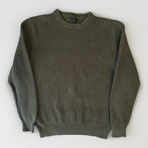J Crew Sweater Small Olive Green Cotton Knit Pullover Minimalist New York